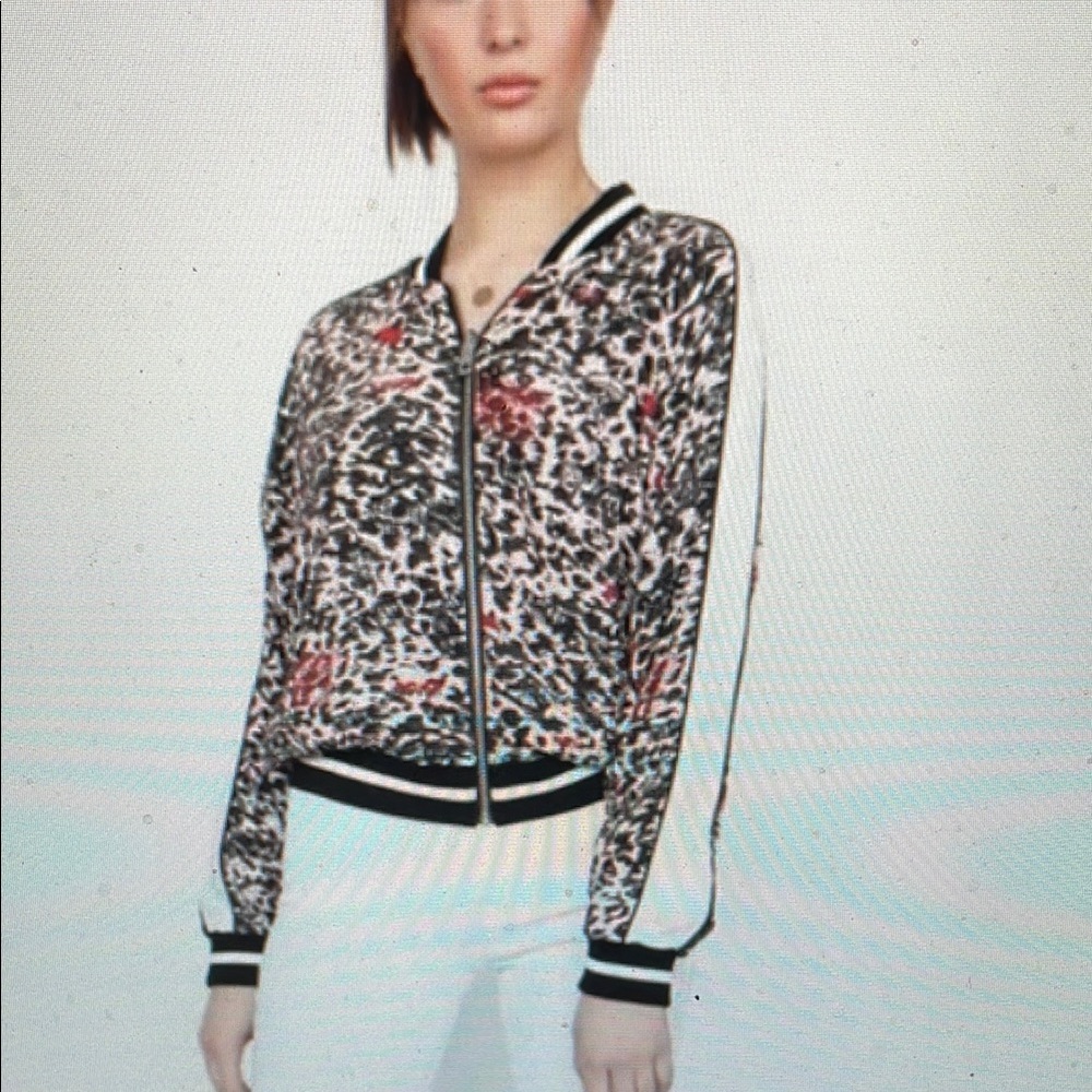 Zadig & Voltaire reversible graffiti print/ Black/white Women's Bomber Jacket